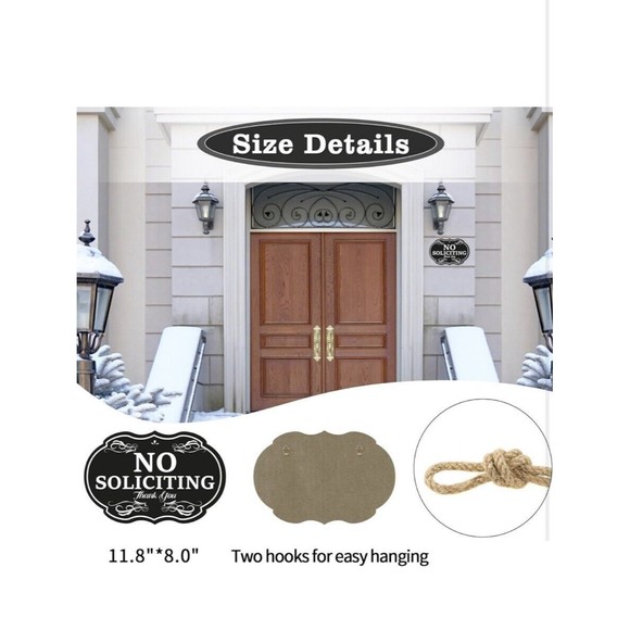 No Soliciting Wooden Sign for House Office, Vintage Look NEW - Picture 2 of 7